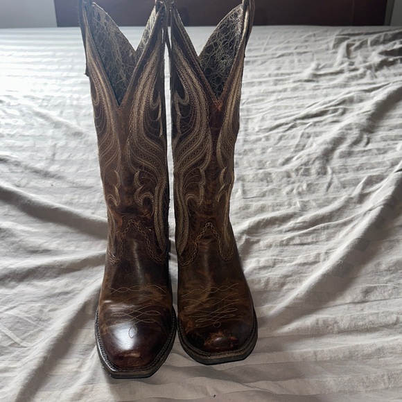 Ariat Shoes - Ariat Heritage Western R Pro Leather Cowgirl Boots - Distressed Brown